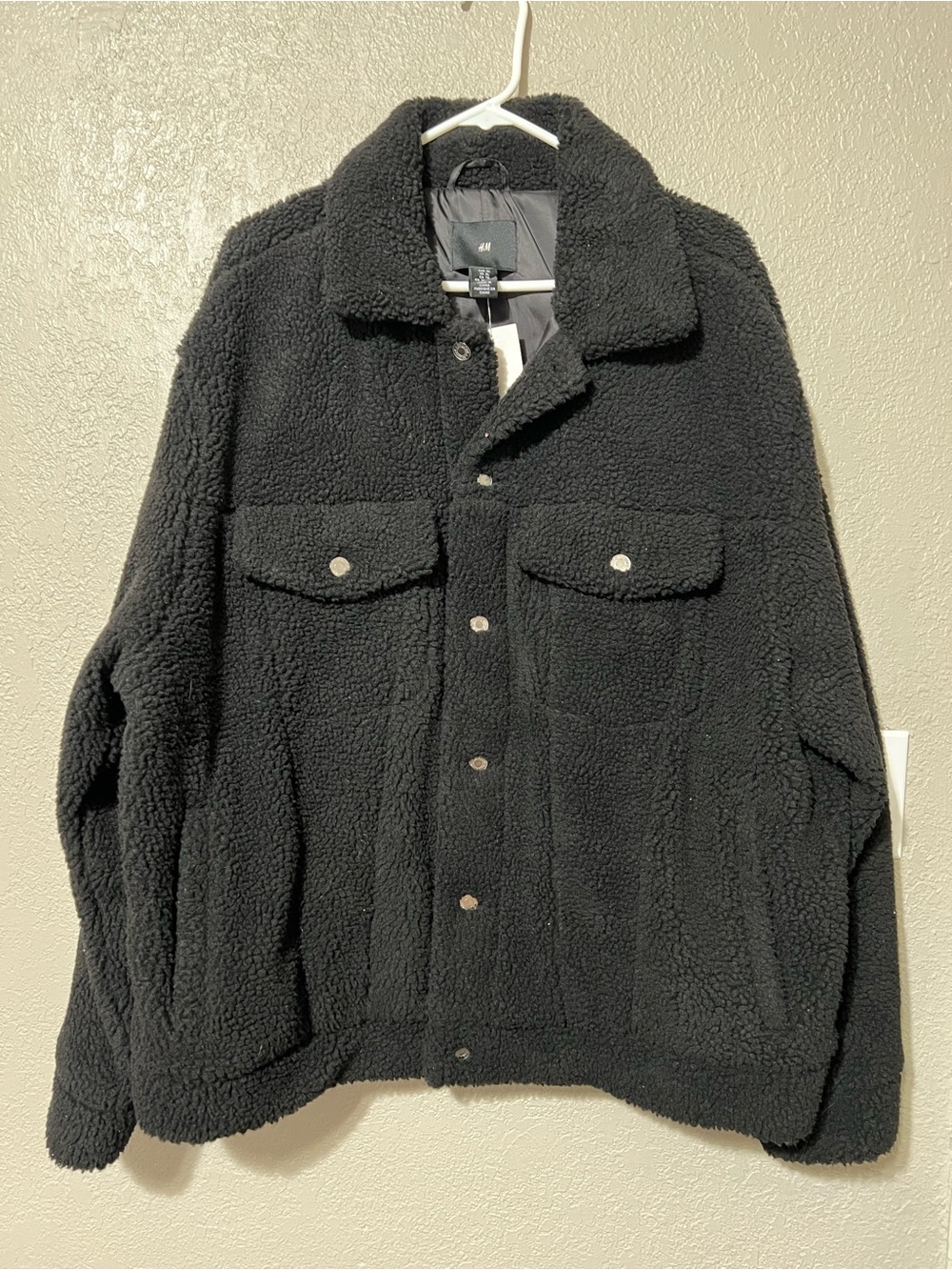 H&M Black Sherpa Shirt Jacket